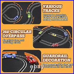 Slot Car Race Track Sets with 4 High-Speed Slot Cars, Battery or Electric Car Tr