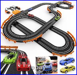 Slot Car Race Track Sets with 4 High-Speed Slot Cars Battery or Electric Race C