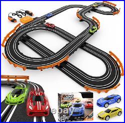 Slot Car Race Track Sets with 4 High-Speed Slot Cars, Battery or Electric Race C