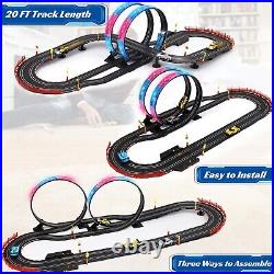 Slot Car Race Track Sets with 4 Slot Cars, 20ft Battery or Electric Race Car