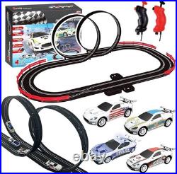 Slot Car Racing Track Set with 4 Cars Electric and Battery Powered Kids Toys