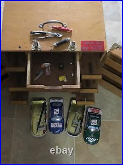 Slot Car Track Side Pit Box 1/24 Carrying case Wood, Custom Vintage Really Nice