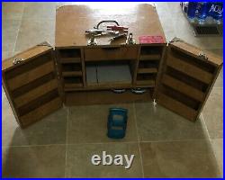 Slot Car Track Side Pit Box 1/24 Carrying case Wood, Custom Vintage Really Nice