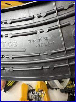 TYCO HO Slot Car Track Huge Lot Curves Straights Controllers Power Pack Vtg