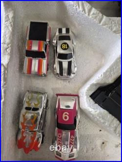TYCO Silver Streak Lighted HO Scale Slot Car Set Track & 4 Cars Vintage 1970