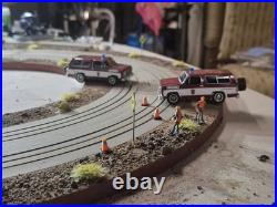 Tyco Custom Plam Beach RAMABLE POLICE ROADBLOCK US1 SLOT CAR TRACK PIVIT ACTION