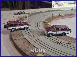 Tyco Custom Plam Beach RAMABLE POLICE ROADBLOCK US1 SLOT CAR TRACK PIVIT ACTION