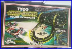 Tyco Nite Glow Double Loop Racing Track Curve Huggers Slot Cars 1979 Box & Parts