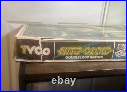 Tyco Nite Glow Double Loop Racing Track Curve Huggers Slot Cars 1979 Box & Parts