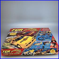 Tyco TCR High Banked Speedway Track+Cars#30 Pennzoil+#8+#3 Police Van