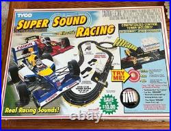 VINTAGE Tyco Super Sound Racing Slot Car set 1992 Formula 1 Track withbox COMPLETE