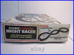 Vintage 1976 TYCO Double 8 Lighted Night Racer In Box with Original Slot Cars