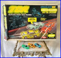 Vintage 1977 Ideal TCR Lighted Blazers Jam Car 400 Slotless Speedway Set