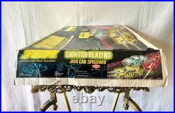 Vintage 1977 Ideal TCR Lighted Blazers Jam Car 400 Slotless Speedway Set