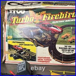 Vintage 1980's Tyco Turbo Firebirds Slot Car Racing Set With Cars! 90% Complete