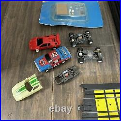 Vintage 80's TYCO Slot Car Lot Race Track Parts Cars Controllers And More