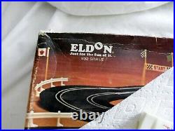 Vintage Eldon Super 100 Race Car Track & cars in box 4 body's 2 cars 1/32