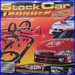 Vintage Racing Stock Car Thunder HO Scale NASCAR Slot Car Set 45ft Track UNUSED