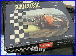 Vintage Scalextric Set Flyover Track Figures Etc