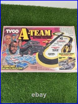 Vintage TYCO A-Team Slot Car Action Race Track 1983 Mr T Cars Great Condition