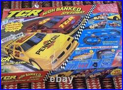 Vintage TYCO TCR HO High Banked Speedway Track Set #6321 with 6 Cars & EXTRA TRACK