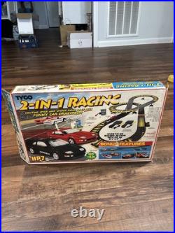 Vintage Tyco 2-in-1 Racing Slot Car Race Track Set NEW Bonus Drag Strip 4 Cars