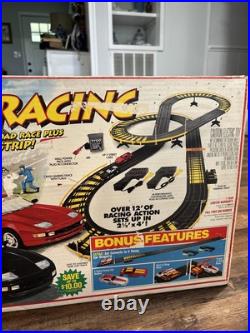 Vintage Tyco 2-in-1 Racing Slot Car Race Track Set NEW Bonus Drag Strip 4 Cars