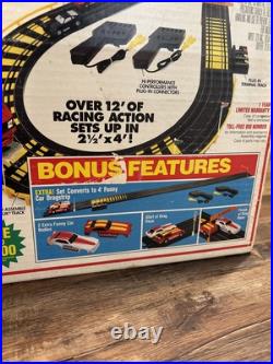 Vintage Tyco 2-in-1 Racing Slot Car Race Track Set NEW Bonus Drag Strip 4 Cars