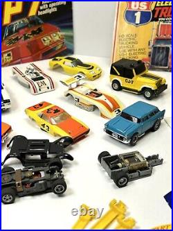 Vintage Tyco HP7 HO Slot Cars With Track Toy Cars 1970s LOT Stickers Decals 164