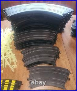 Vintage Tyco Ho Scale Slotcar Track And Accessories, Glow In Dark Guardrails