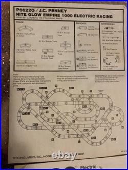 Vintage Tyco Nite Glow Empire 1000 Electric Racing Track And 8 Working Slot Cars