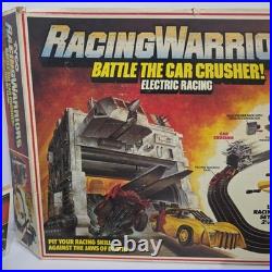 Vintage Tyco Racing Warriors Battle Of The Car Crusher Slot Car Race Track! READ