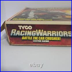 Vintage Tyco Racing Warriors Battle Of The Car Crusher Slot Car Race Track! READ