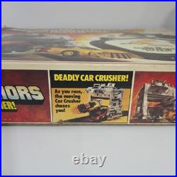 Vintage Tyco Racing Warriors Battle Of The Car Crusher Slot Car Race Track! READ