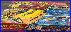 Vintage Tyco TCR High Banked Speedway Slot Car Set With Extra Cars