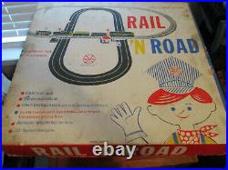 Vintage and Rare Marx HO Scale Rail'N Road Train and Slot Car Track With Box