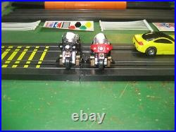 Vintage motorcycle Tyco Harley Davidson slot car race sets With bikes+cars/track
