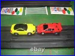 Vintage motorcycle Tyco Harley Davidson slot car race sets With bikes+cars/track