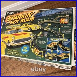 Vtg TYCO Sparkin Hot Rods Nite-Glow HO Slot Track Set VIDEO Works READ 6218