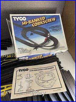 Vtg Tyco Slot Car Track Lot Black Straight High Banked Curved Race controller