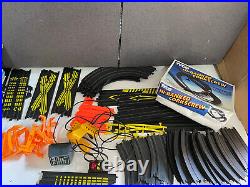 Vtg Tyco Slot Car Track Lot Black Straight High Banked Curved Race cork screw