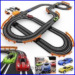 Wupuaait Slot Car Race Track Sets with 4 High-Speed Slot Cars, Battery or Ele