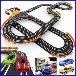 Wupuaait Slot Car Race Track Sets with 4 High-Speed Slot Cars, Battery or Ele