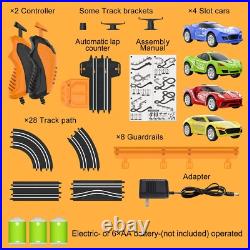 Wupuaait Slot Car Race Track Sets with 4 High-Speed Slot Cars, Battery or Ele
